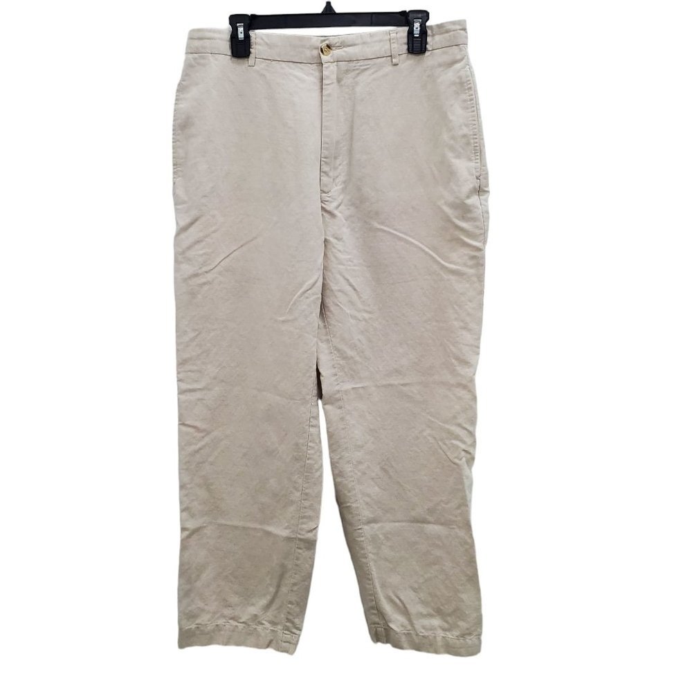 Club Room Men's Beige Sandy Linen‎ Blend Casual Straight Leg Pants Size 34x30